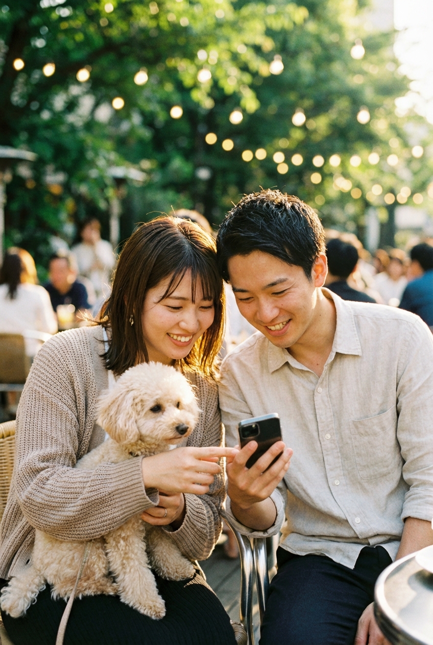 カップルとペットちゃん